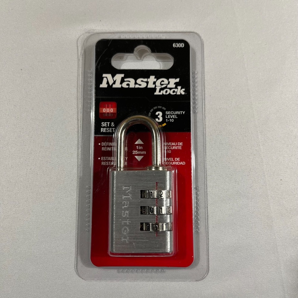 Master Lock 630D Set Your Own Combination Padlock 3 Digit Nickel 1-3/16in 30mm